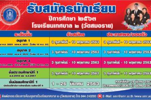 24 ก.พ.63 โรงเรียนเทศบาล ๒ เปิดรับสมัครนักเรียนประจำปี2563