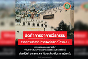 20 เม.ย.64 ประกาศปิดทำการ(ชั่วคราว) อาคารวีรกรรมท้าวสุรนารี เนื่องจากสถานการณ์ไวรัสโควิด-19