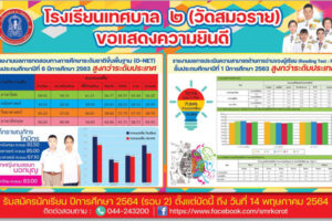 6 พ.ค.64 โรงเรียนเทศบาล ๒ (วัดสมอราย) ขอแสดงความยินดี